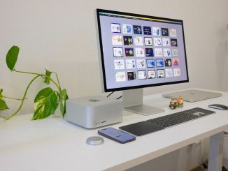 workstation with computers from apple