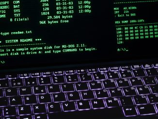 retro ms dos terminal with keyboard illumination